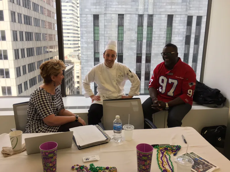 Jarvis Green with a chef at an Oceans 97 tasting event